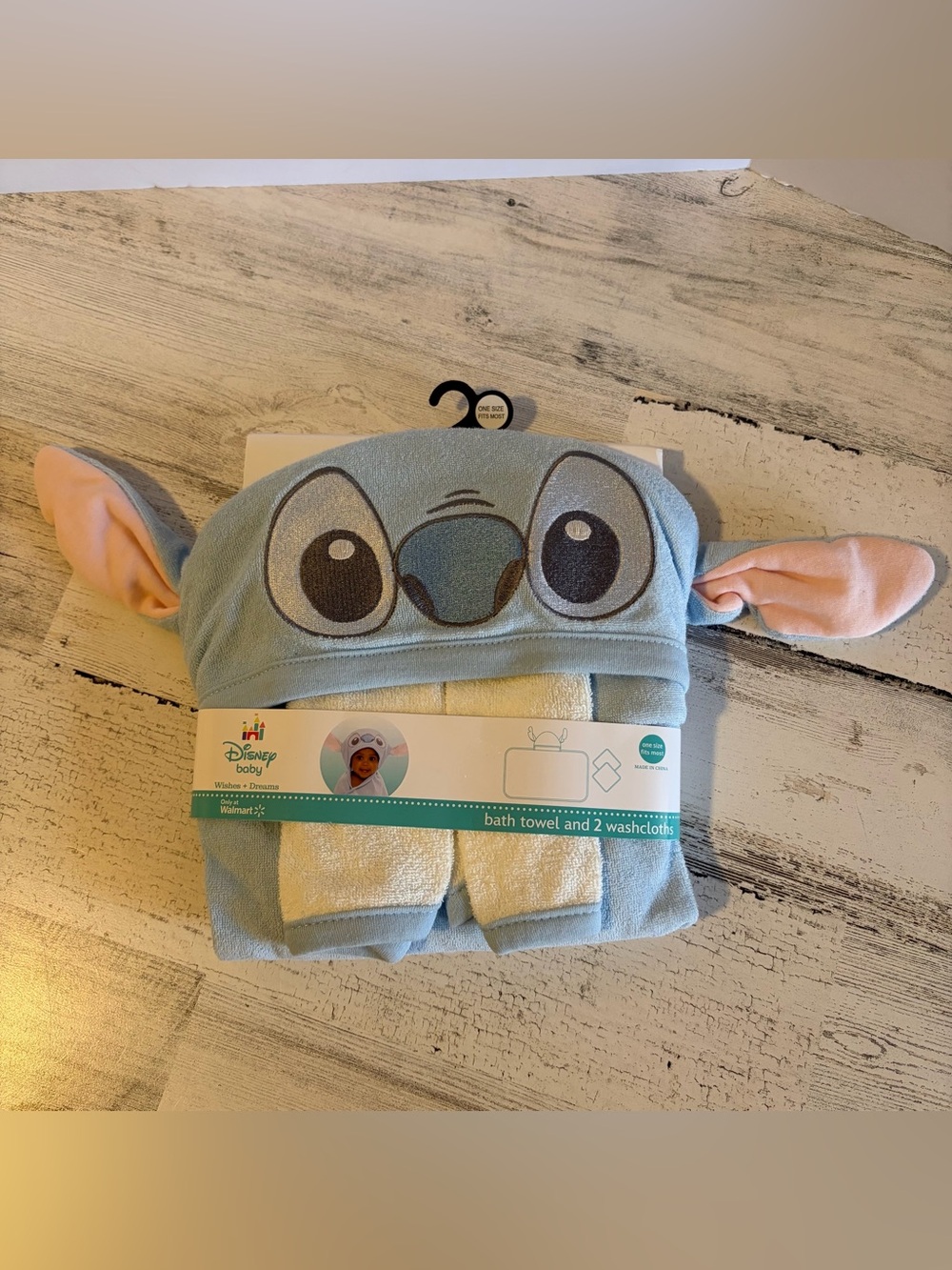 Disney Baby Stitch Bath Towel and 2 Washcloths Set NEW